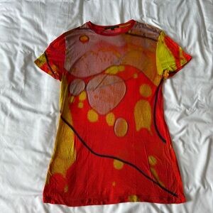 Christopher Kane Sheer Lava Short Sleeve Shirt